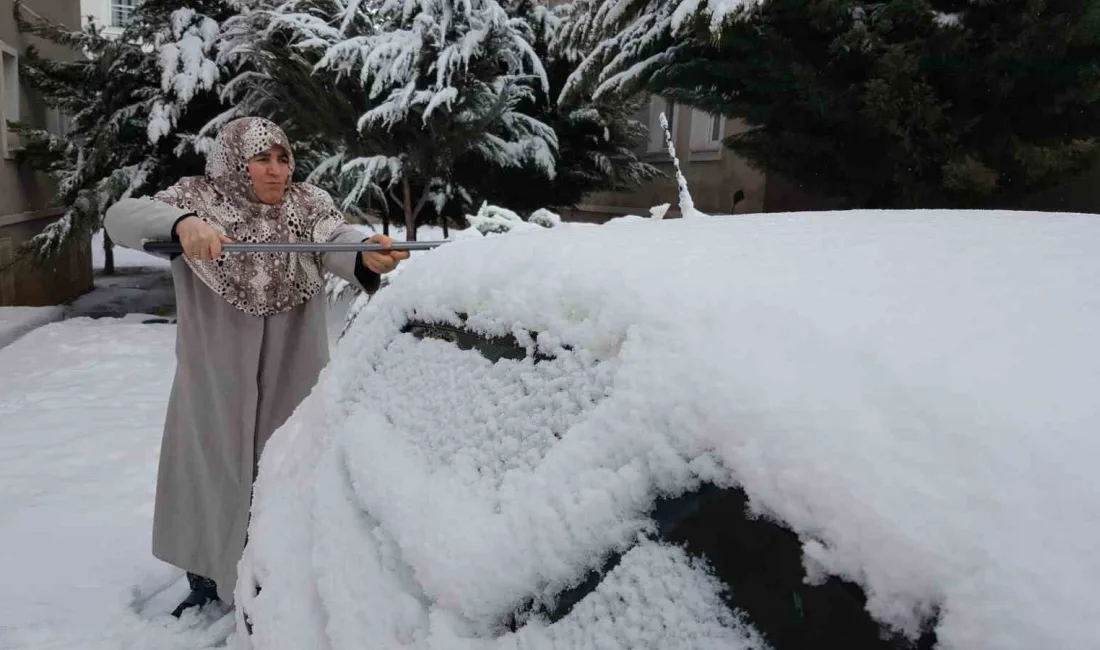 Erzincan'da yoğun kar yağışı etkili oldu. Vatandaşlar araçlarını temizlerken, karla