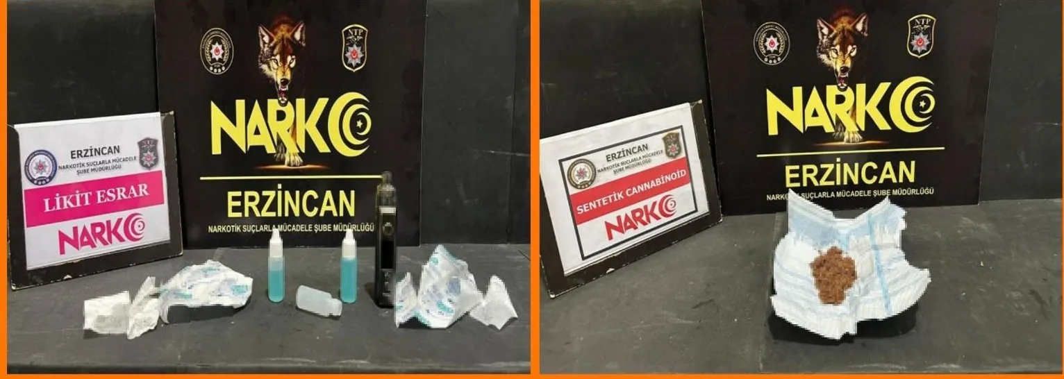 Erzincan'da uyuşturucu ticareti yapan ve kullanan 3 şüpheli şahıs, polis