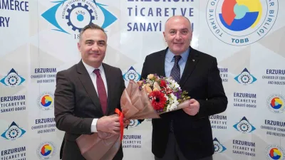 Erzurum Defterdarı Selahattin Atabek, TOBB Yönetim Kurulu Üyesi Saim Özakalın'ı