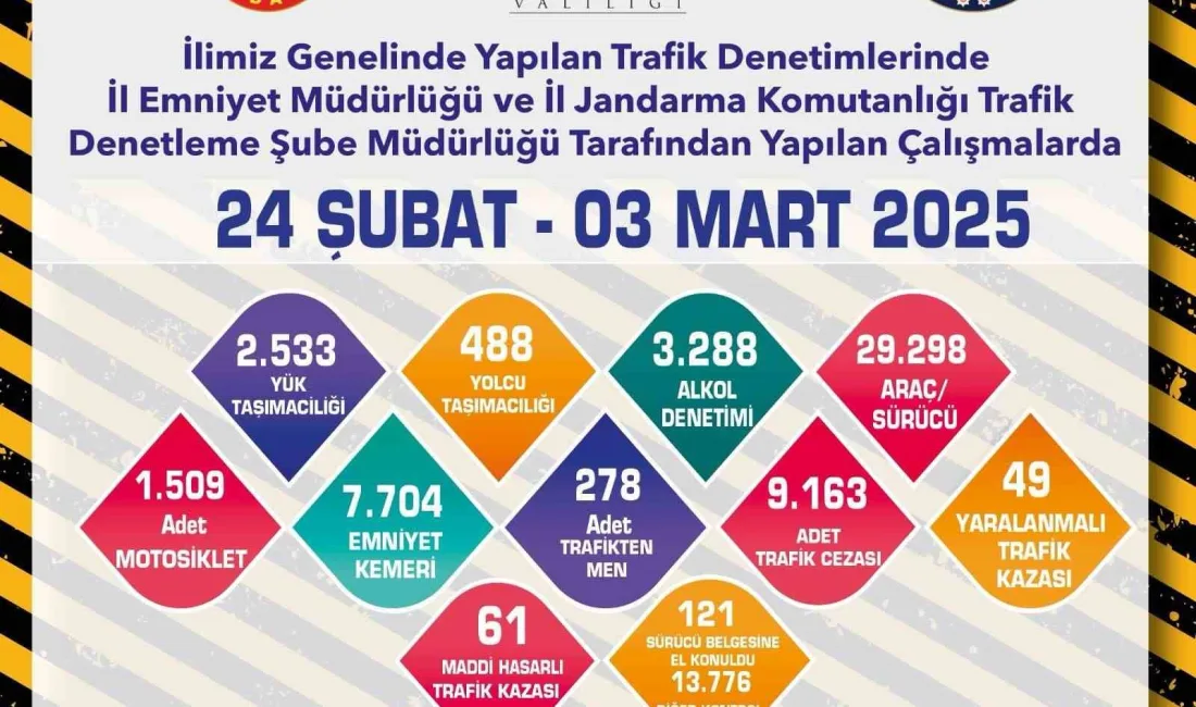 Eskişehir'de polis ve jandarma ekipleri 29 bin 298 araç ve