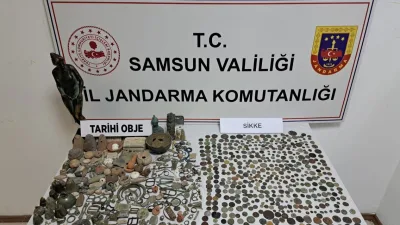 Samsun'da jandarma operasyonunda tarihi eser kaçakçılığı yapan R.K., E.A. ve