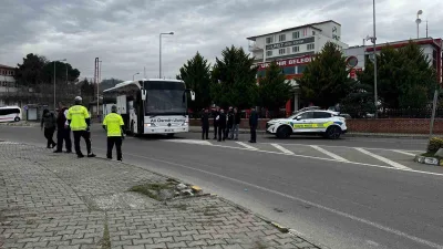 Ünye'de Ali Osman Ulusoy firmasına ait otobüs, direksiyon mafsalının arızalanması