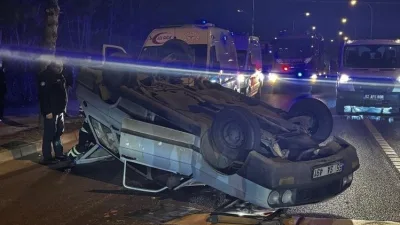 Ünye'de otomobilin takla atması sonucu meydana gelen trafik kazasında sürücü
