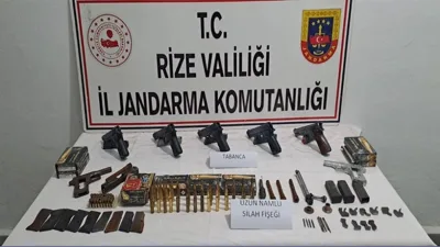 Rize'de yapılan operasyonda kaçak silah imal ve ticareti yapan 2