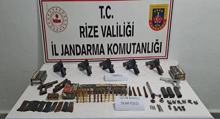 Rize'de yapılan operasyonda kaçak silah imal ve ticareti yapan 2