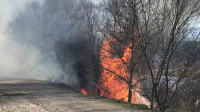 Taşova ilçesindeki Yeşilırmak Nehri kıyısındaki sazlık alanda çıkan yangın, hızla