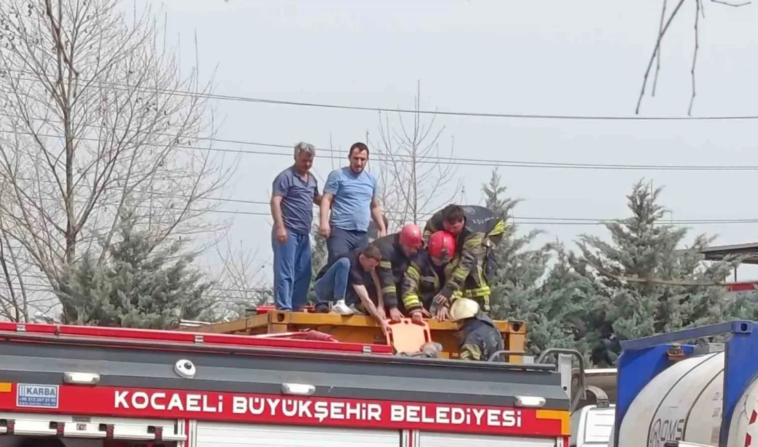 Körfez ilçesindeki tır kazasında A.P., tankerin içine düşerek ağır yaralandı.