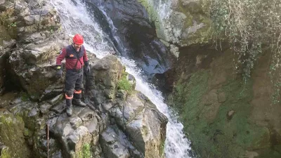 Trabzon'da dereye düşen köpek, Çarşıbaşı İtfaiye Grup Amirliği ekipleri tarafından