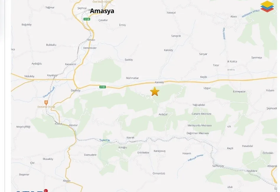 Amasya’da 3.2 büyüklüğünde bir deprem meydana geldi. Afet ve Acil