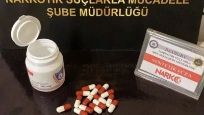 Bayburt'ta durdurulan araçta yapılan aramada 18 sentetik hap bulundu. Şüpheli