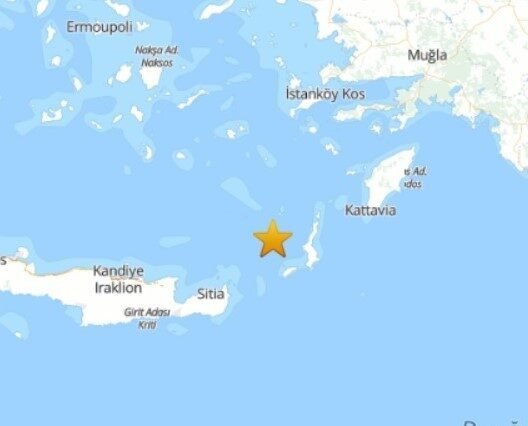 Muğla’nın Datça ilçesinin 130 kilometre açığında Ege Denizi’nde 4.4 şiddetinde
