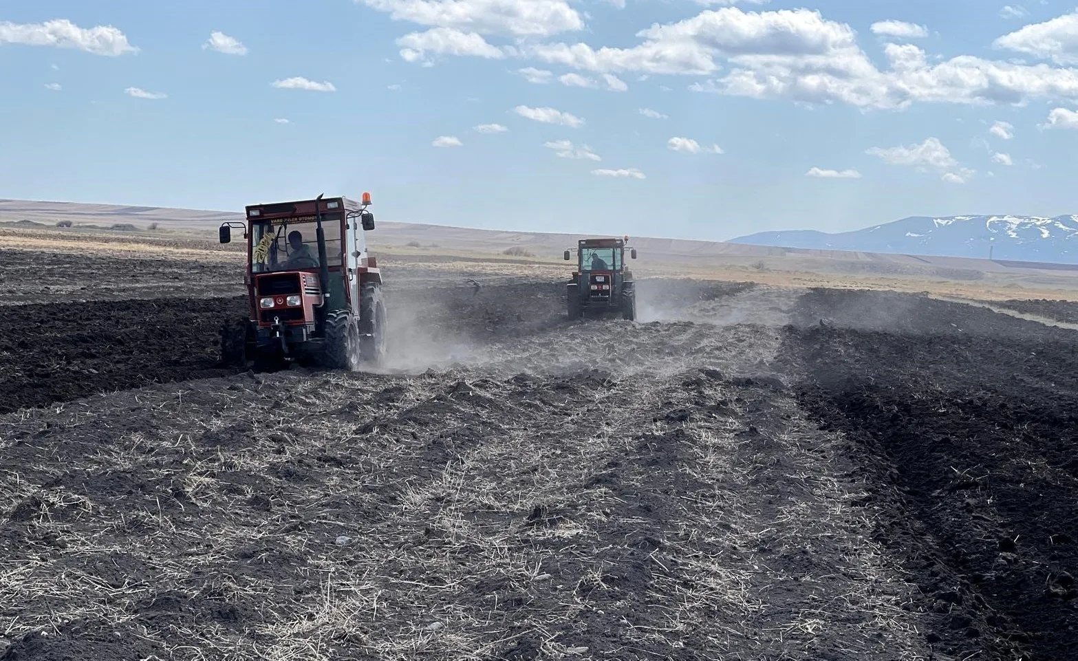 Erzincan'da kışın ardından çiftçiler, baharla birlikte tarla çalışmalarına başladı. Murat