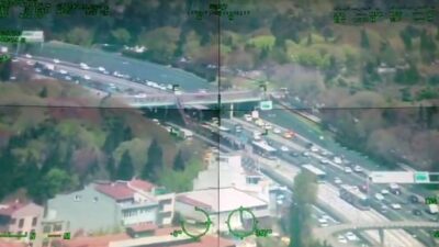 İstanbul’da 6,2 büyüklüğündeki depremin ardından havalanan polis helikopteri kenti taradı.