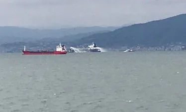 Kocaeli'de "HAFNİA AFRİCA" isimli tanker gemisinde çıkan yangın, kısa sürede