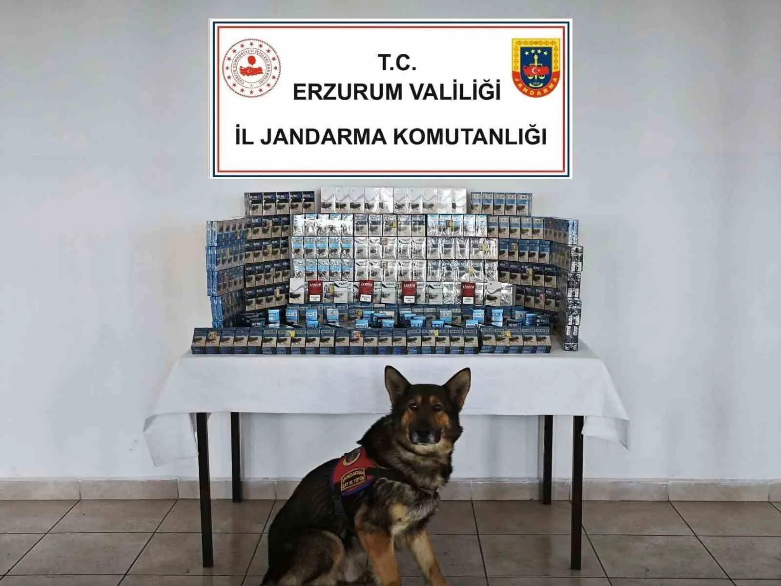 Erzurum’da jandarma ekiplerince yapılan operasyonda çok sayıda kaçak ürün ele