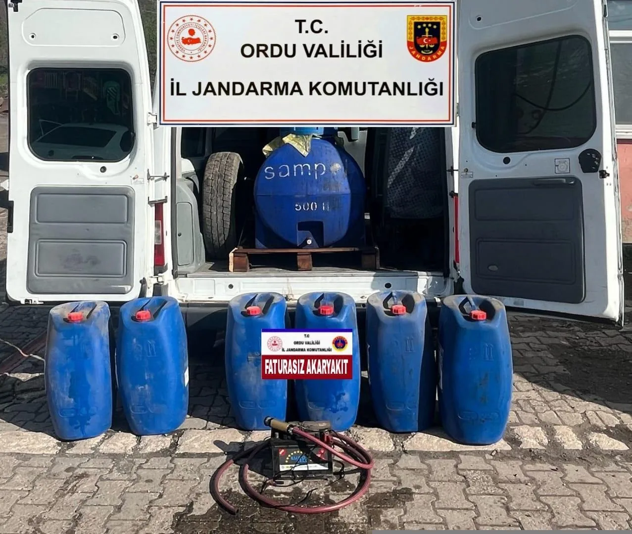 Ordu’da jandarma ekipleri tarafından yapılan çalışmalar sonucu faturasız akaryakıt satışı