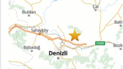 Denizli’nin Pamukkale ilçesinde 3.9 büyüklüğünde orta şiddette bir deprem meydana