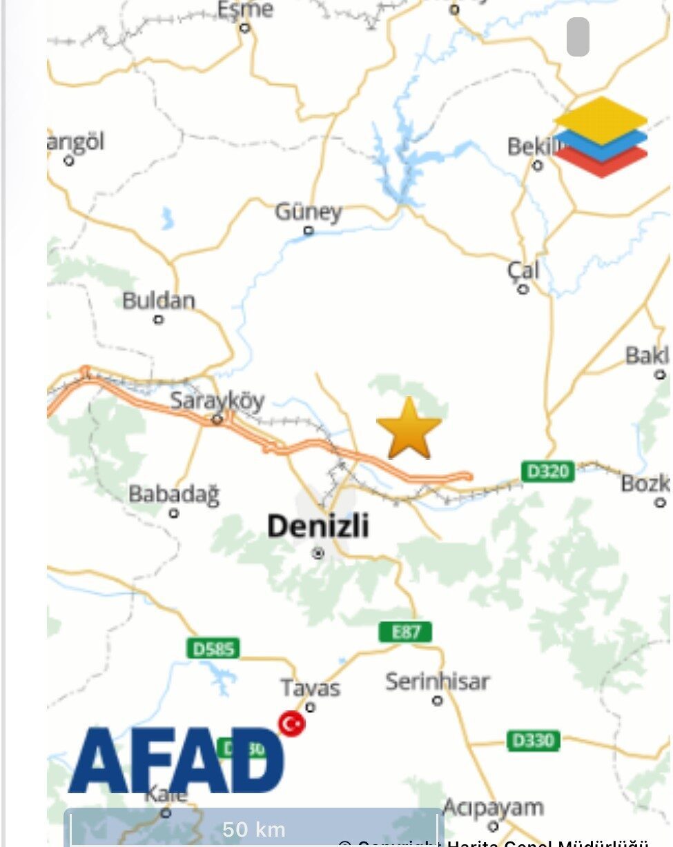 Denizli’nin Pamukkale ilçesinde 3.9 büyüklüğünde orta şiddette bir deprem meydana