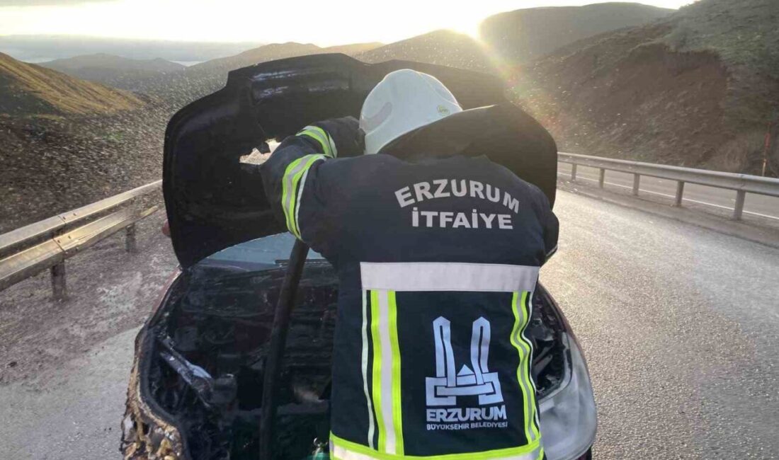 Erzurum’un Aşkale ilçesinde seyir halindeki otomobil yandı. Alınan bilgiye göre