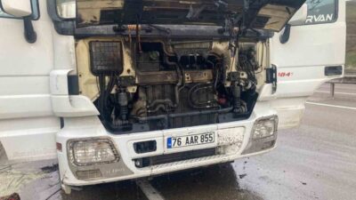 Erzurum’un Aşkale ilçesinde seyir halindeki tırda çıkan yangın itfaiye ekiplerinin