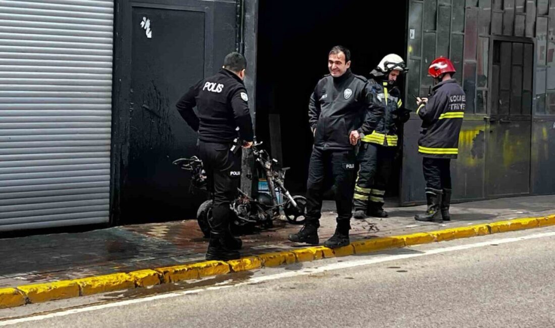 Kocaeli’nin Derince ilçesinde kaynak işlemi sırasında alev alan motosikletten geriye