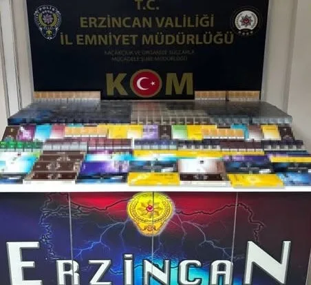 Erzincan’da yolcu otobüsünde 185 karton 1850 paket kaçak sigara ele