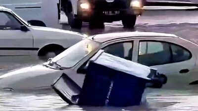 Sinop’un Boyabat ilçesinde dün etkili olan sağanak yağışın ardından meydana