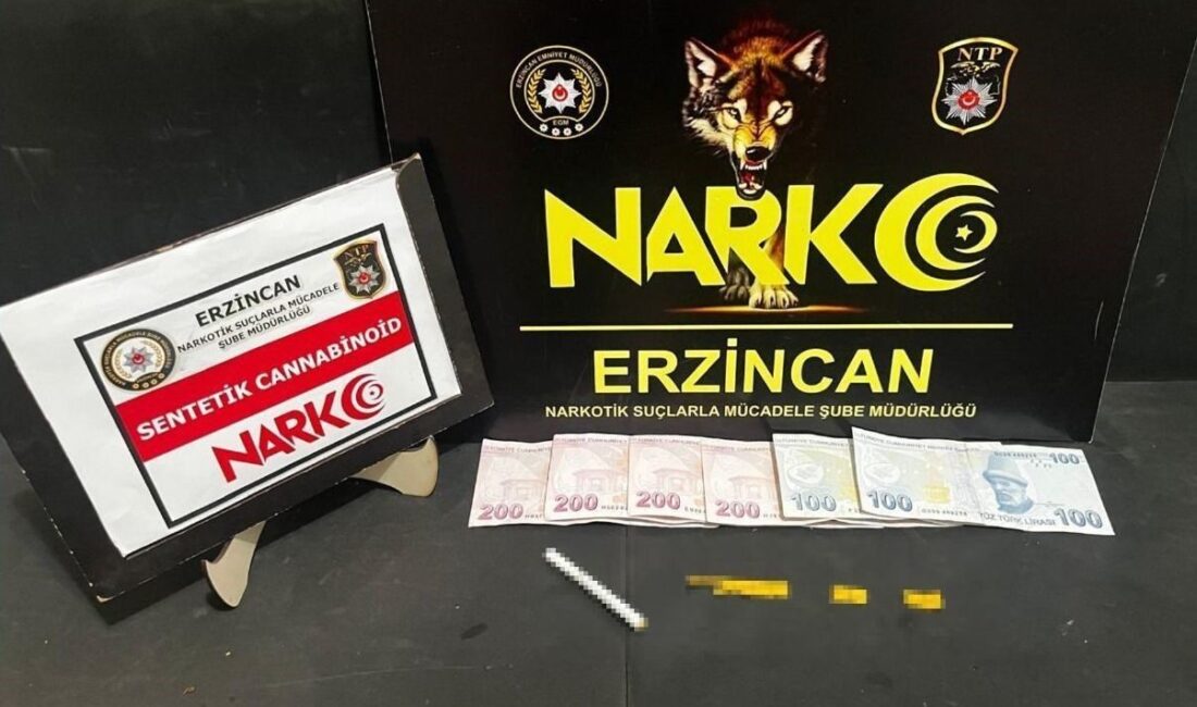 Erzincan’da uyuşturucu ticaretinden 1 kişi tutuklandı Erzincan’da uyuşturucu kullanmak suçundan 2 kişiye işlem yapılırken 1 kişide