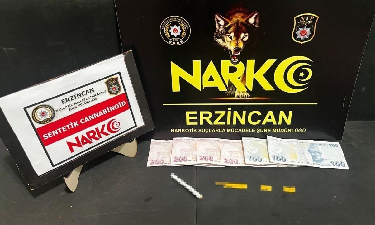 Erzincan’da uyuşturucu kullanmak suçundan 2 kişiye işlem yapılırken 1 kişide