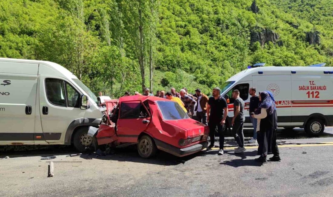 Erzurum’un Şenkaya ilçesinde meydana gelen kazada bir minibüsle kafa kafaya