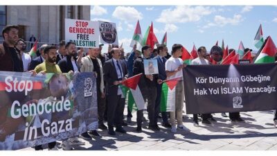 Erzurum Teknik Üniversitesi’nde (ETÜ) İsrail’in Gazze’ye yönelik süregelen saldırılarını protesto