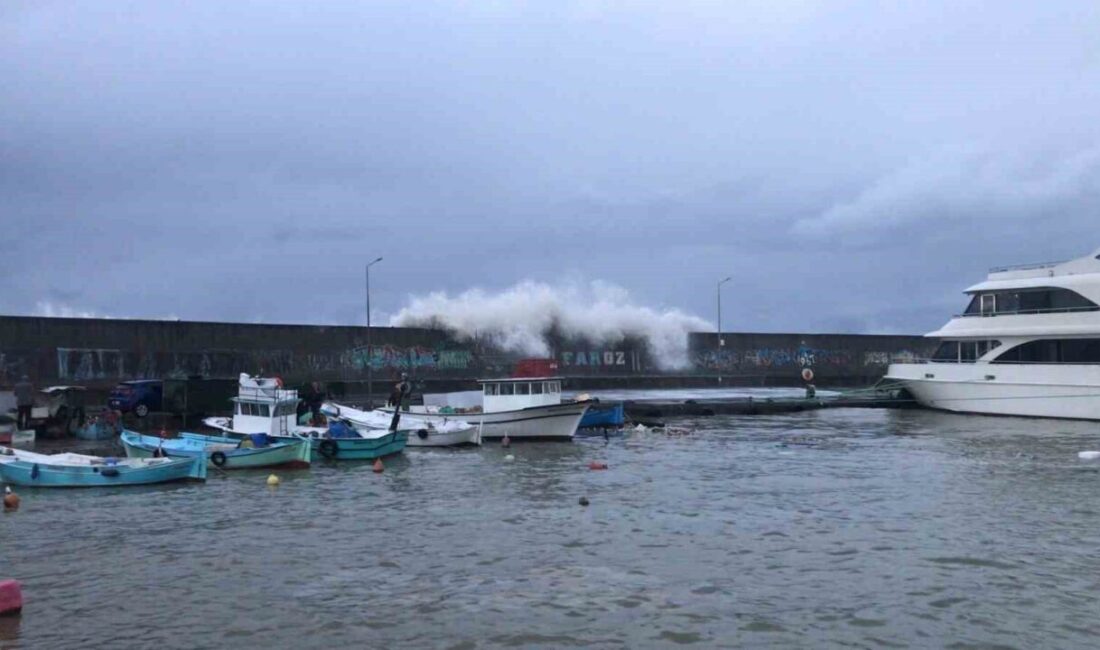 Trabzon’un önemli balıkçı limanlarından Faroz Limanı’nın dev dalgalardan etkilenmemesi için