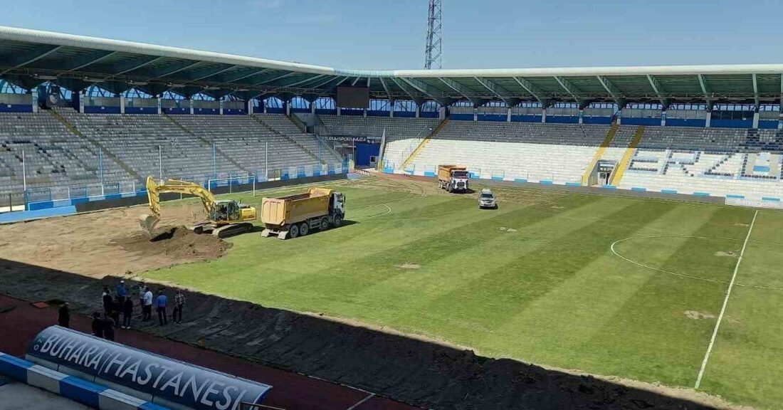 Erzurum Kazım Karabekir Stadı zemininde hibrit çim çalışmaları başladı. 1.Lig’de
