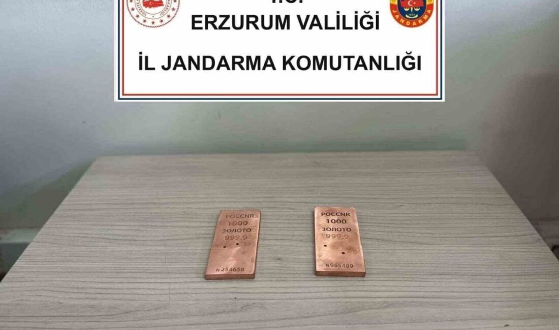 Erzurum’da jandarma ekiplerinin yaptığı operasyonlarda 2 kilo sahte külçe altın