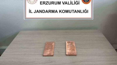 Erzurum’da jandarma ekiplerinin yaptığı operasyonlarda 2 kilo sahte külçe altın