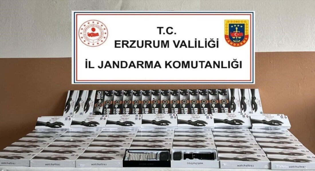Jandarmadan akıllı saat operasyonu Erzurum’da jandarma ekipleri tarafından yapılan operasyonda 115 adet kaçak akıllı