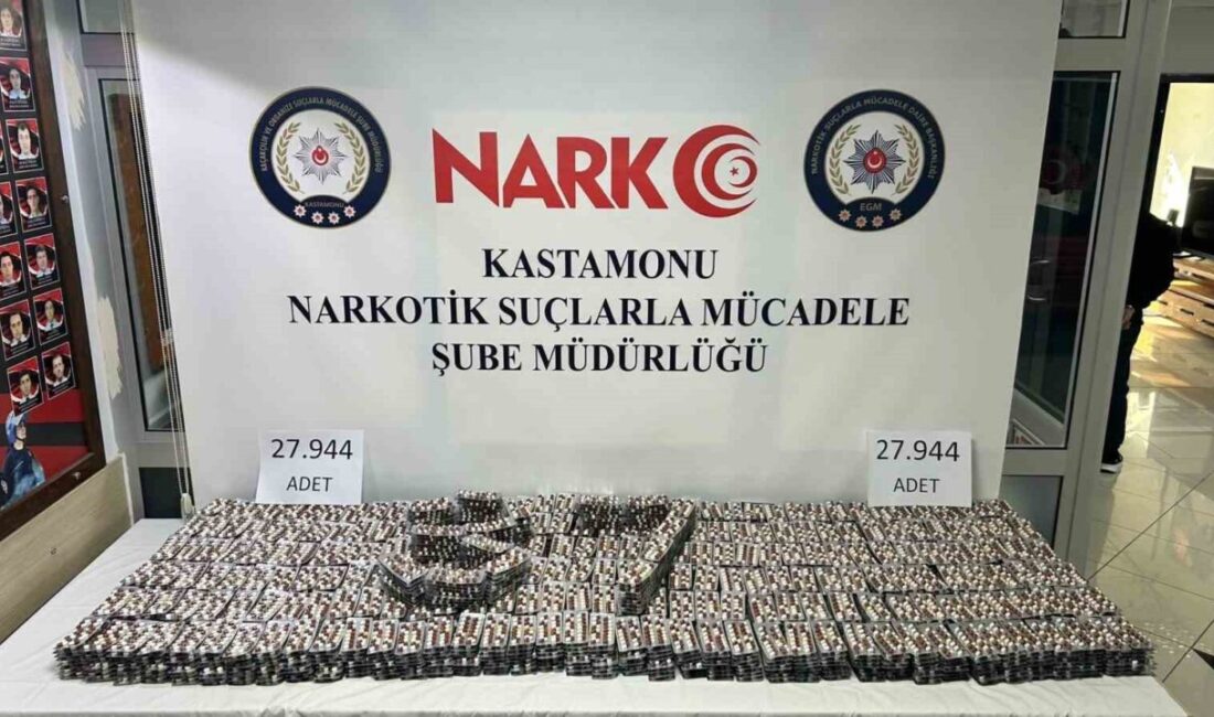 Kastamonu’da polis ekiplerince durdurulan bir araçta yapılan aramada 27 bin