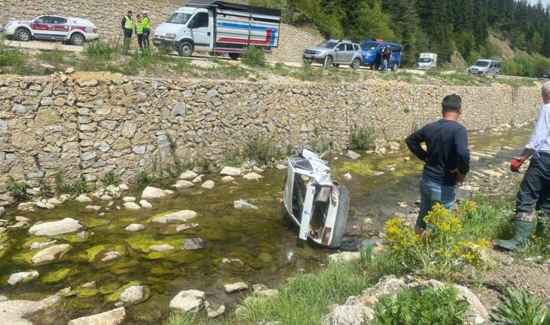 Kastamonu’nun Azdavay ilçesinde sürücüsünün direksiyon hakimiyetini kaybetmesi sonucu yoldan çıkan