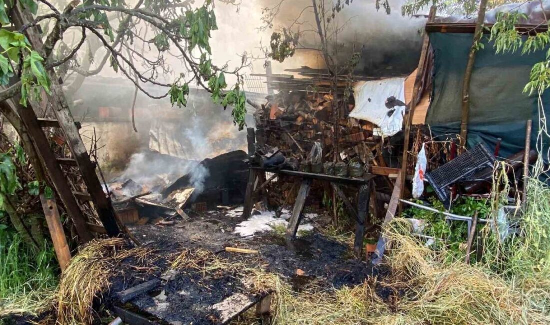 Kocaeli’nin Kartepe ilçesinde çıkan yangında odunluk alev alev yandı. Yangın,