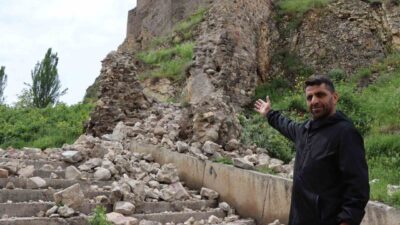 Erzurum’un Oltu ilçesinde tarihi binlerce yıla dayanan Oltu Kalesi duvarlarının