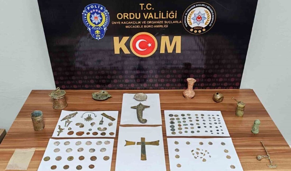 Ordu’da polis ekipleri tarafından yapılan operasyon kapsamında, 133 adet tarihi