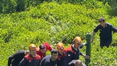 Rize’de çay bahçesinde çalıştığı sırada yamaçtan düşerek yuvarlanan ve bulunduğu