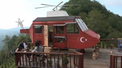 Rizeli işletmeci “Ben bu dağ başına, işletmemin bahçesine bu helikopteri