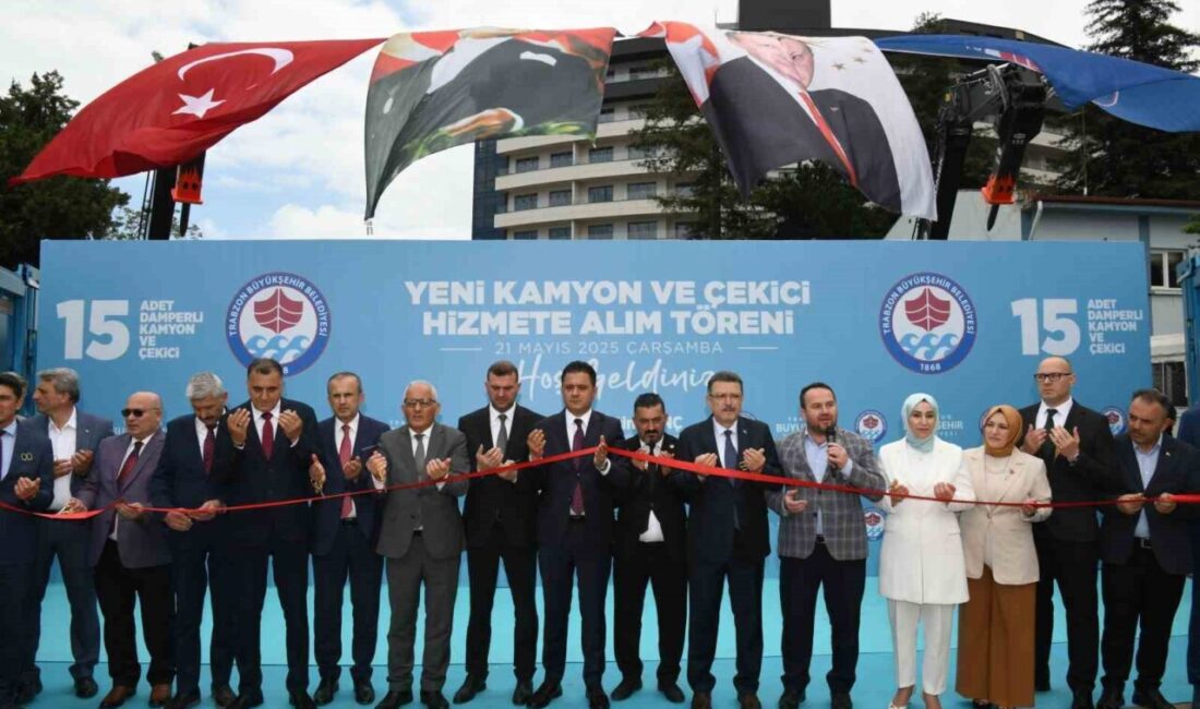 Trabzon Büyükşehir Belediyesi’nin araç filosuna kazandırılan 13 kamyon ve 2