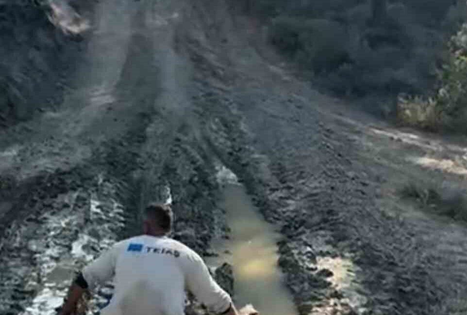 Sakarya’nın Geyve ilçesinde orman yangınında bir vatandaş, çukurdan aldığı suyu