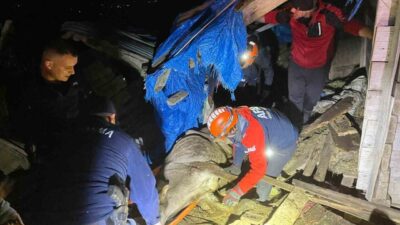 Artvin’in Borçka ilçesinde iki katlı ahır çöktü, içinde bulunan 33