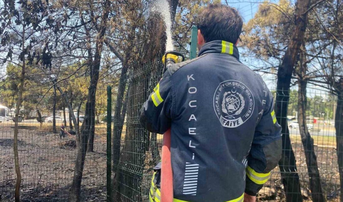 Kocaeli’nin Derince ilçesinde ağaçlık alanda çıkan yangın korkuttu. Alevlere müdahale