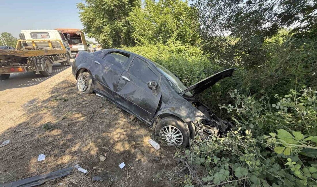 Anadolu Otoyolu Sakarya-Kocaeli geçişinde kontrolden çıkarak bariyerlere çarparak savrulan otomobile,