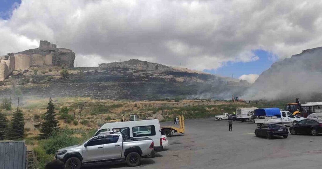 Sivas’ın Divriği ilçesinde otluk arazide çıkan yangın paniğe neden oldu.