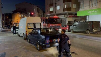 Kocaeli’nin Gebze ilçesinde park halindeki otomobilin motor kısmına giren yavru